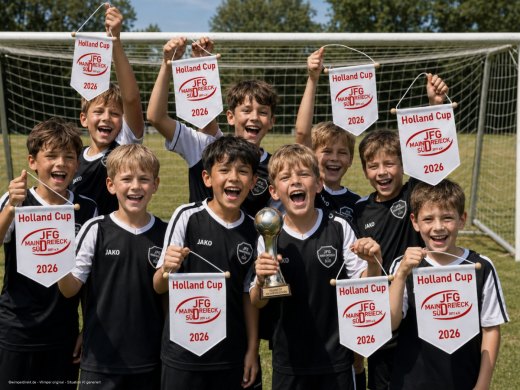 Wimpel Kinder Vor Tor Mit Wimpel Ai